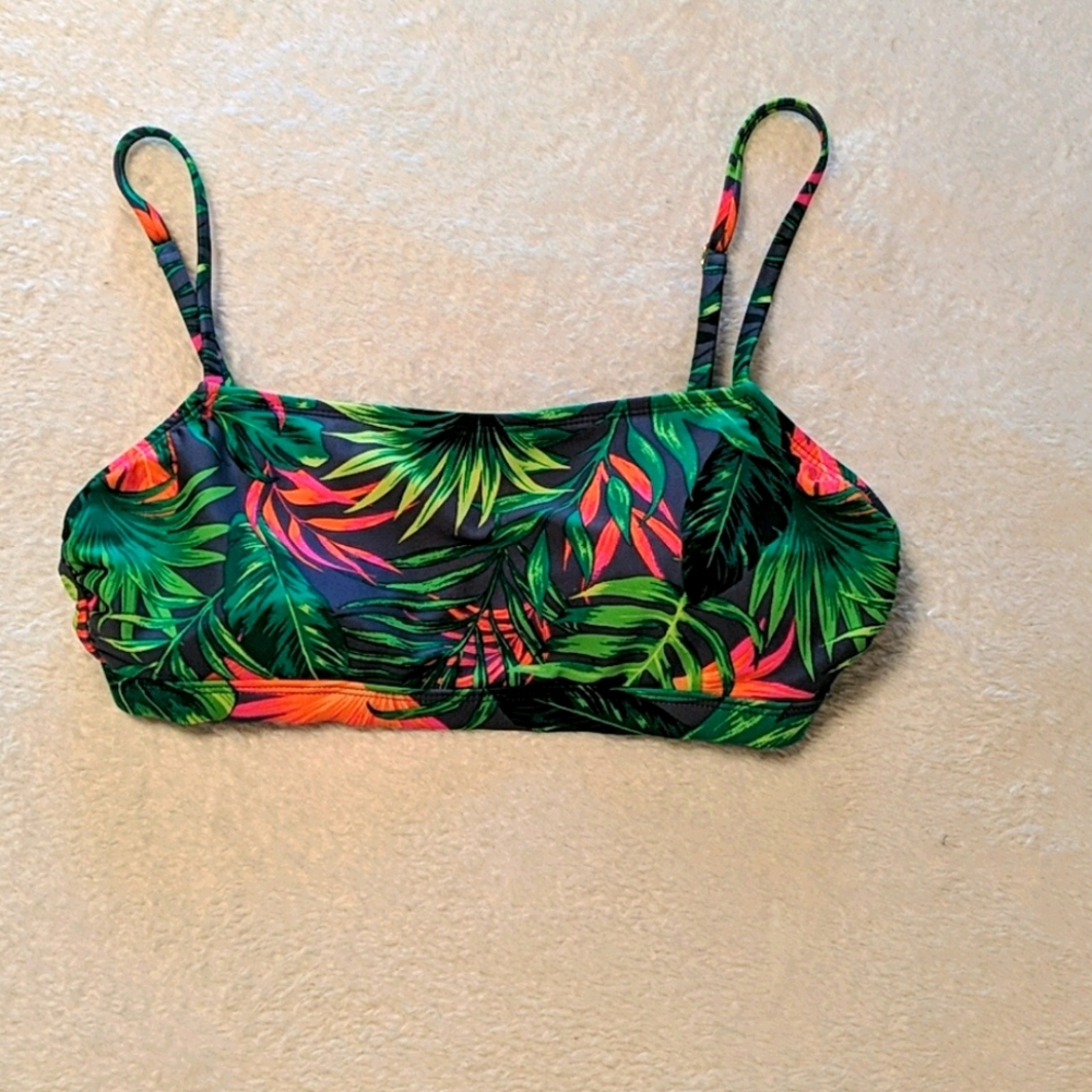 Tropical print bikini top